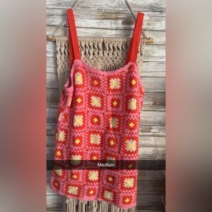 Zara pink and Yellow Crochet Mini Dress